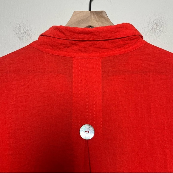 John Mark Women 100% Linen Jacket Tunic Top Medium Red Lagenlook Textured - Picture 10 of 11